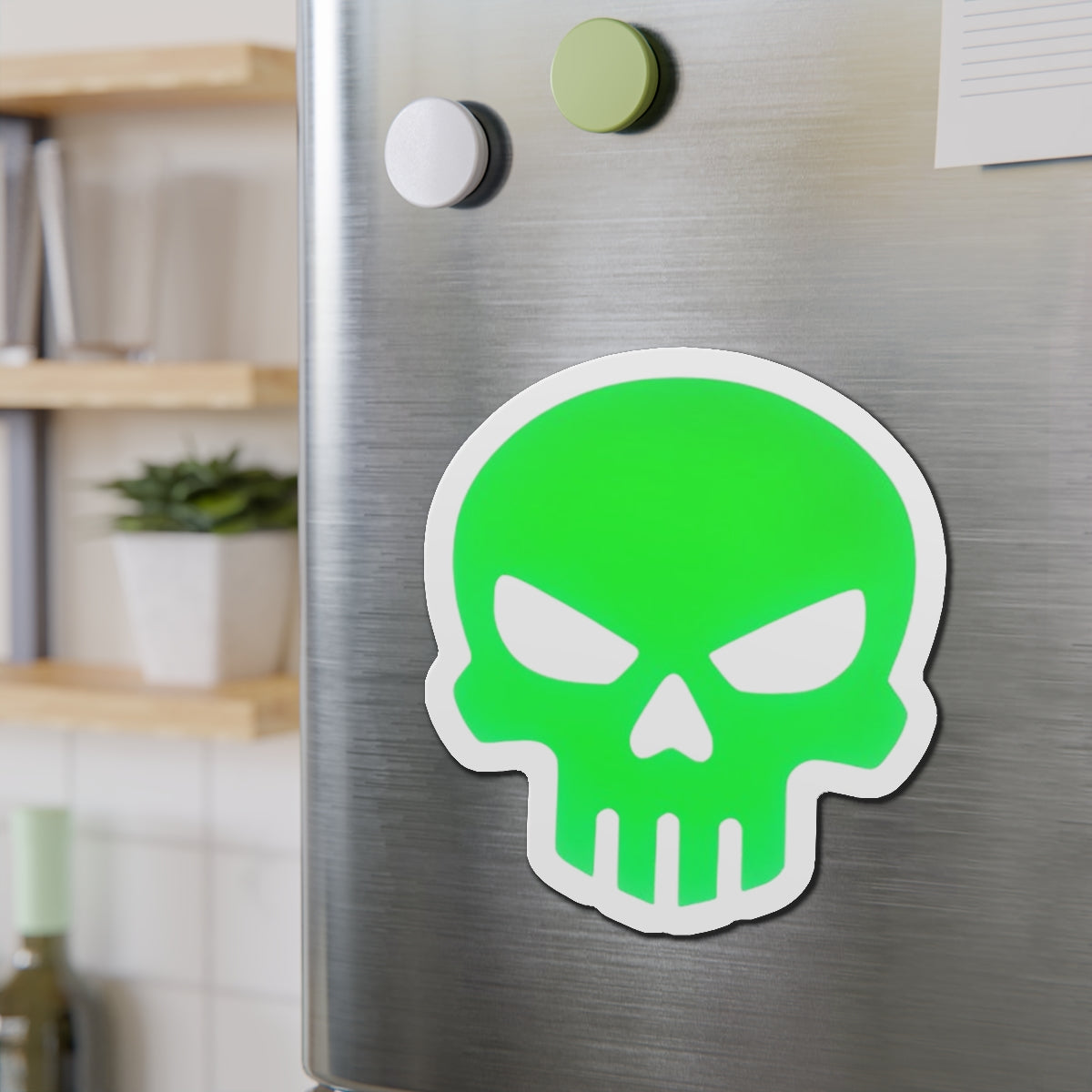 Piktrik Skull Paddle Skin – Electric Lime Blaze (Neon Green) Pickleball - Die-Cut Magnets