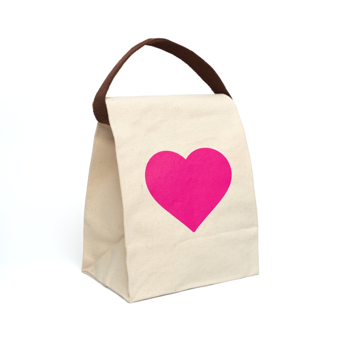 Bolsa de almuerzo de lona Piktrik con diseño de corazón en rosa neón y correa