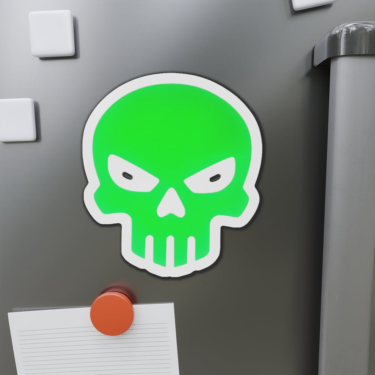 Piktrik Skull Paddle Skin – Electric Lime Blaze (Neon Green) Pickleball - Die-Cut Magnets