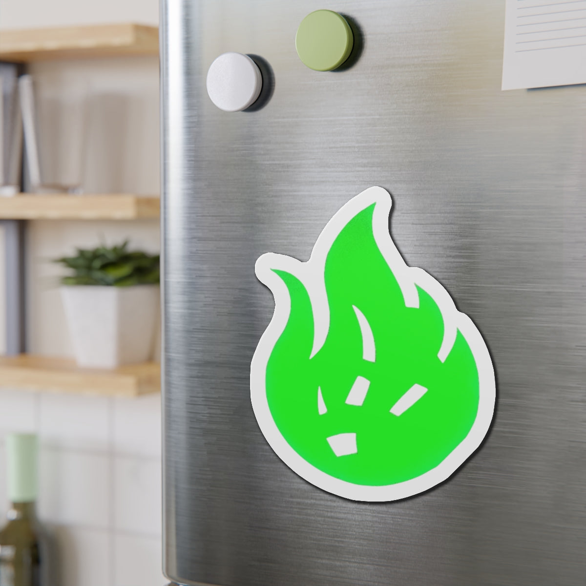 Piktrik Flame Wave Paddle Skin – Electric Lime Blaze (Neon Green) Pickleball - Die-Cut Magnets