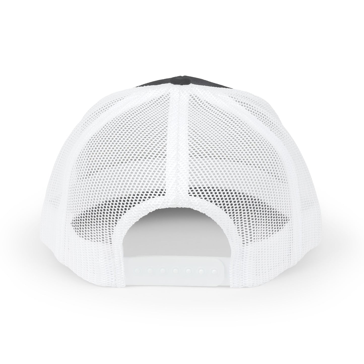 Gorra Piktrik Snapback Trucker – Diseño de corazón en rosa voltaje (rosa neón) – Carbón/Blanco