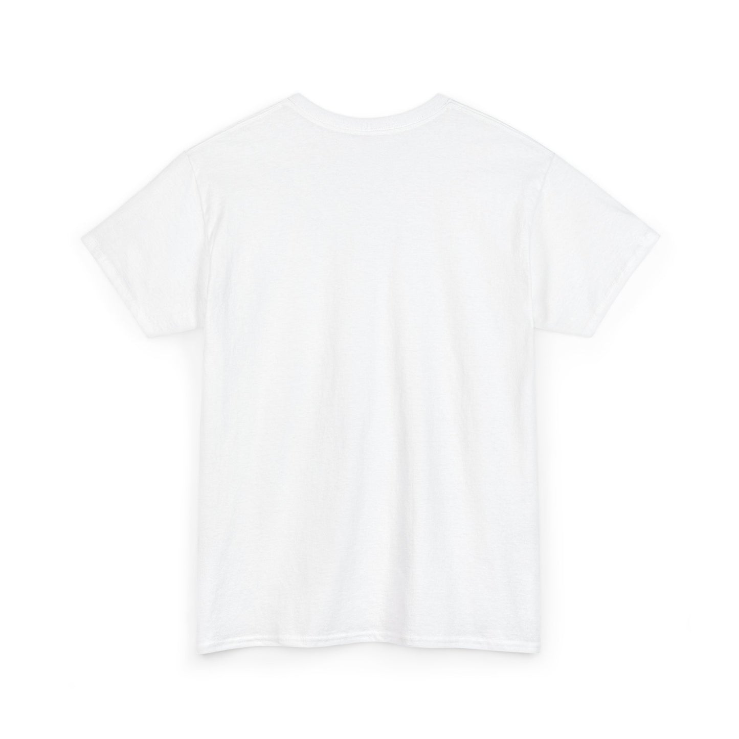 Camiseta unisex de algodón grueso Piktrik – Diseño de espada en Golden Surge (dorado) – Blanco