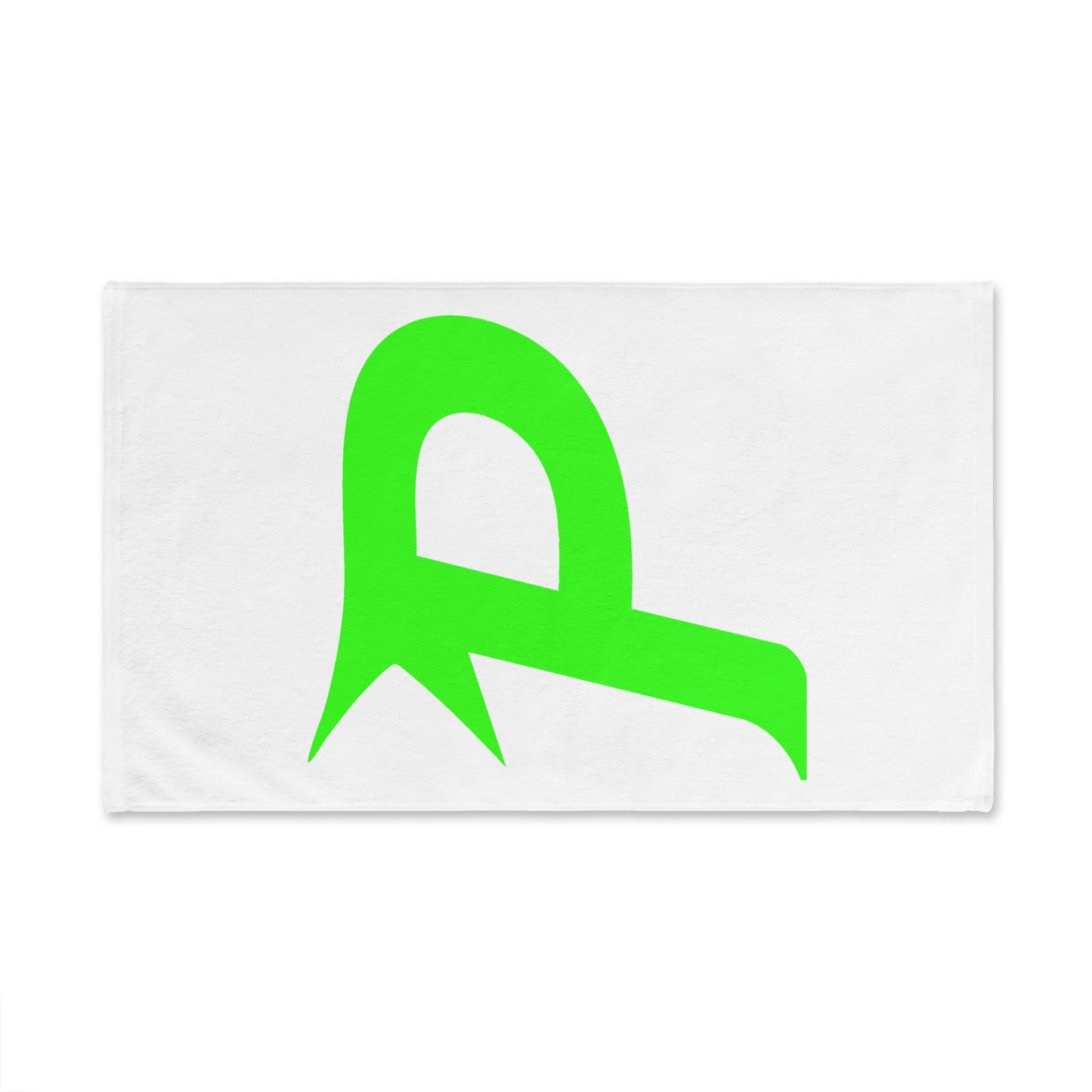 Toalla de manos Piktrik – Logotipo P en verde neón (lima eléctrica) – Blanco
