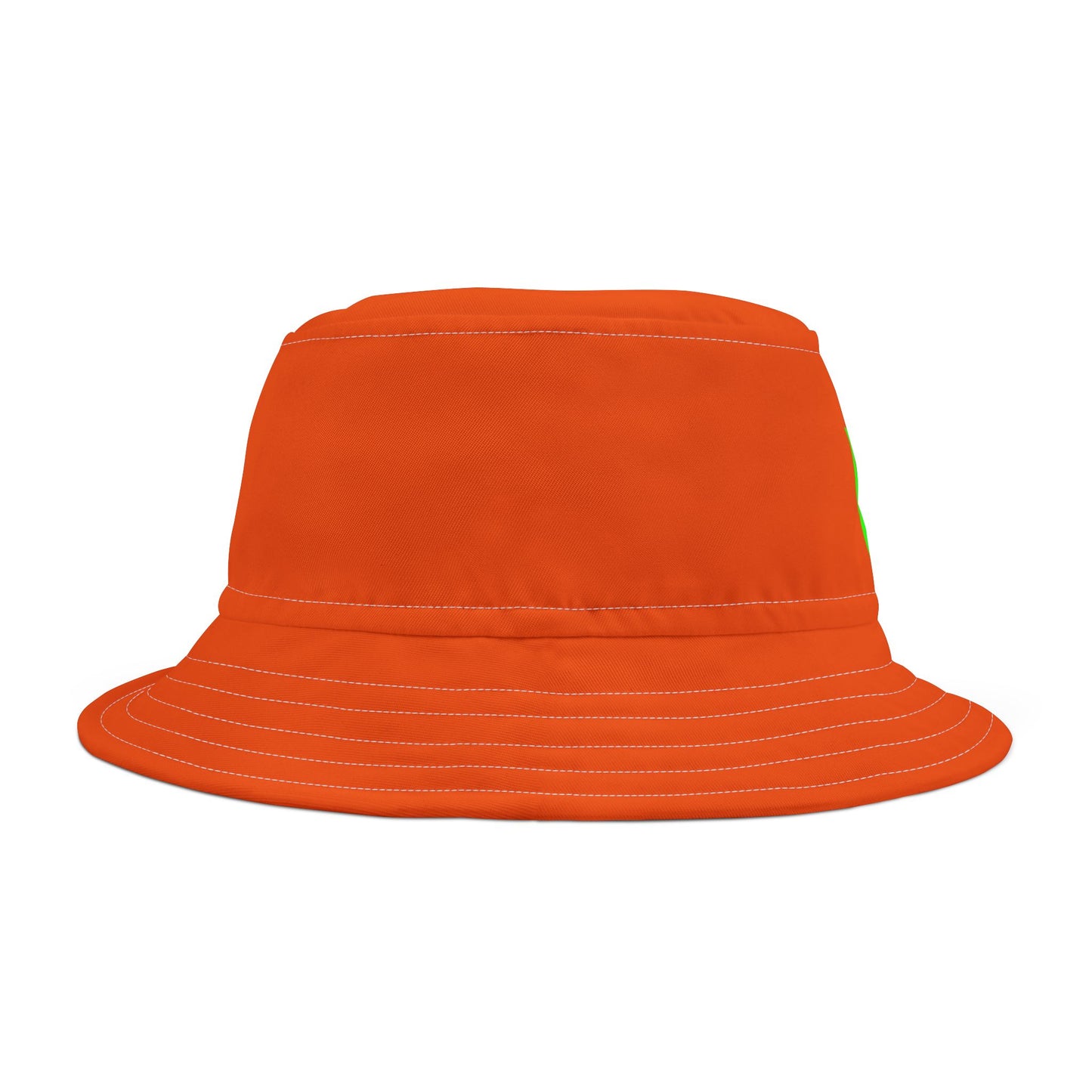 Sombrero de pescador Piktrik – Diseño de ondas de llamas en verde lima eléctrico (verde neón) – Naranja