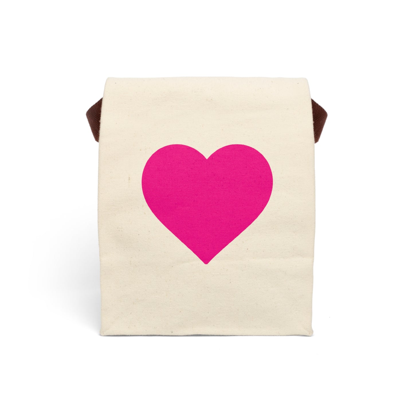 Bolsa de almuerzo de lona Piktrik con diseño de corazón en rosa neón y correa