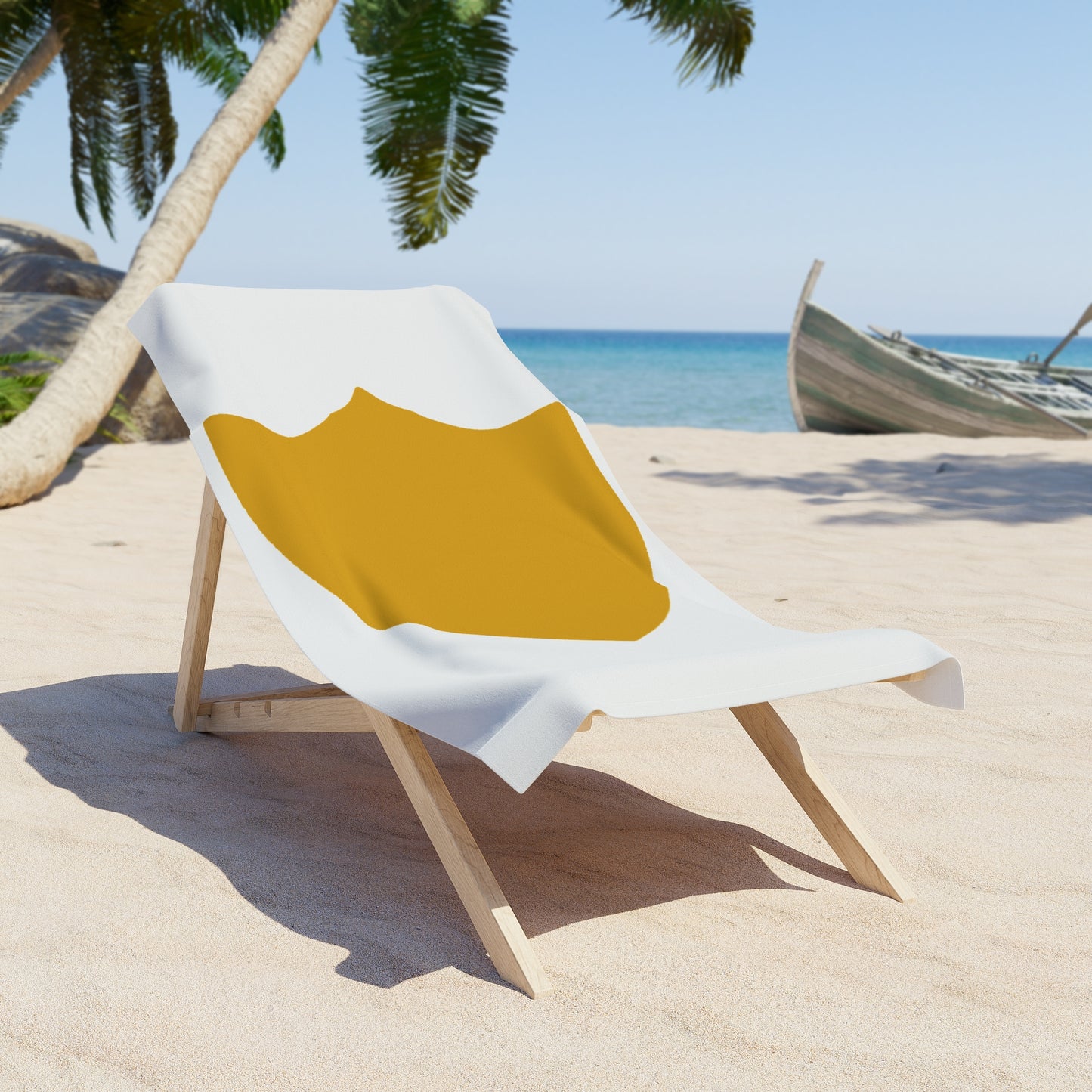 Toalla de playa Piktrik – Diseño de escudo en color dorado (dorado) – Blanco