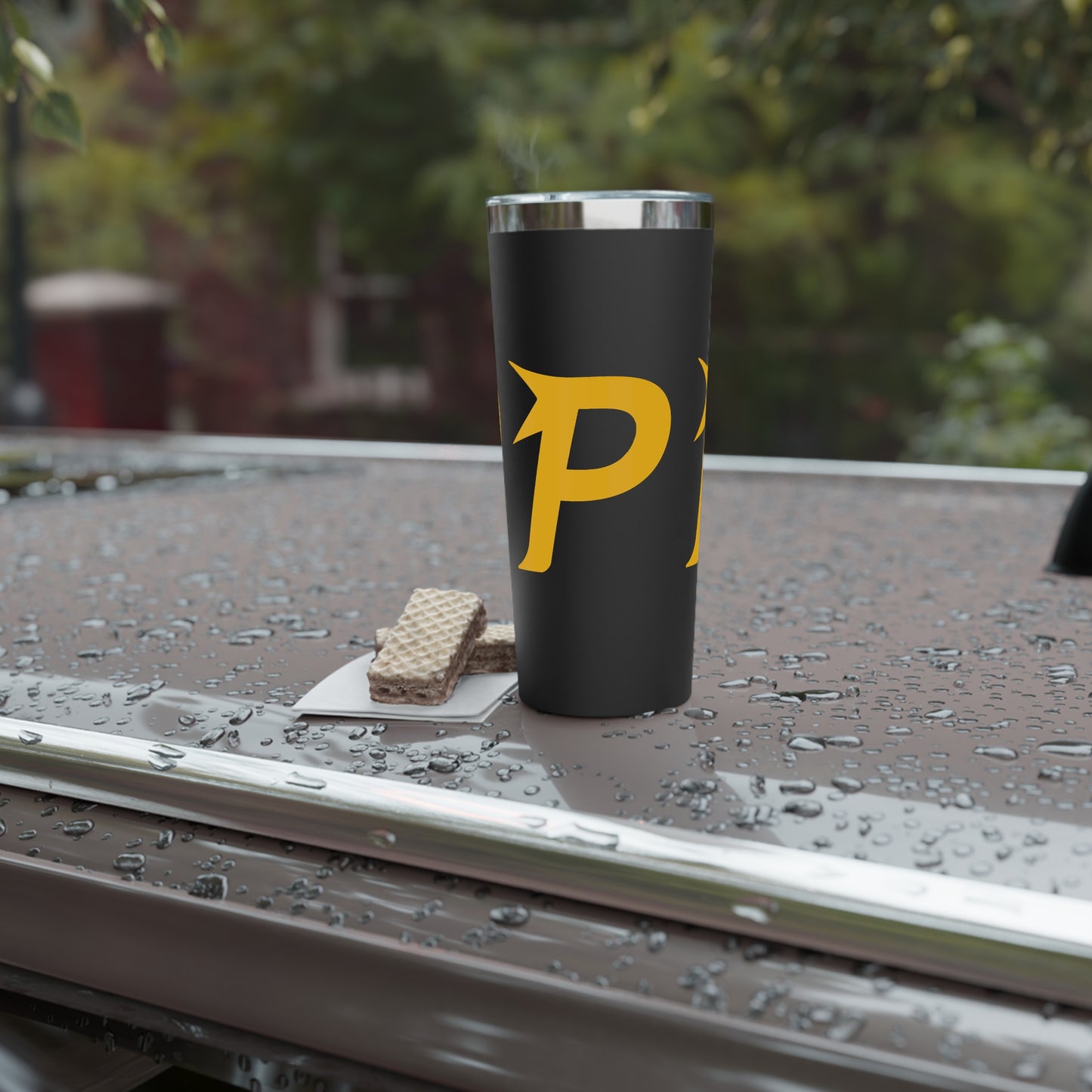 Piktrik Copper Vacuum Insulated Bottle 22oz – P Logo in Golden Surge (Gold) – Black