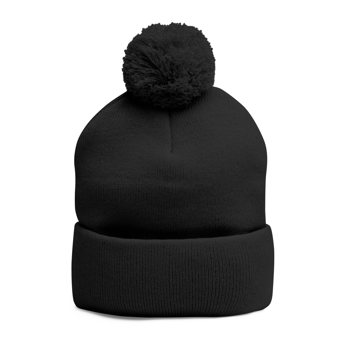 Gorro de punto con pompón Piktrik: diseño de escudo bordado en dorado (dorado) – Negro
