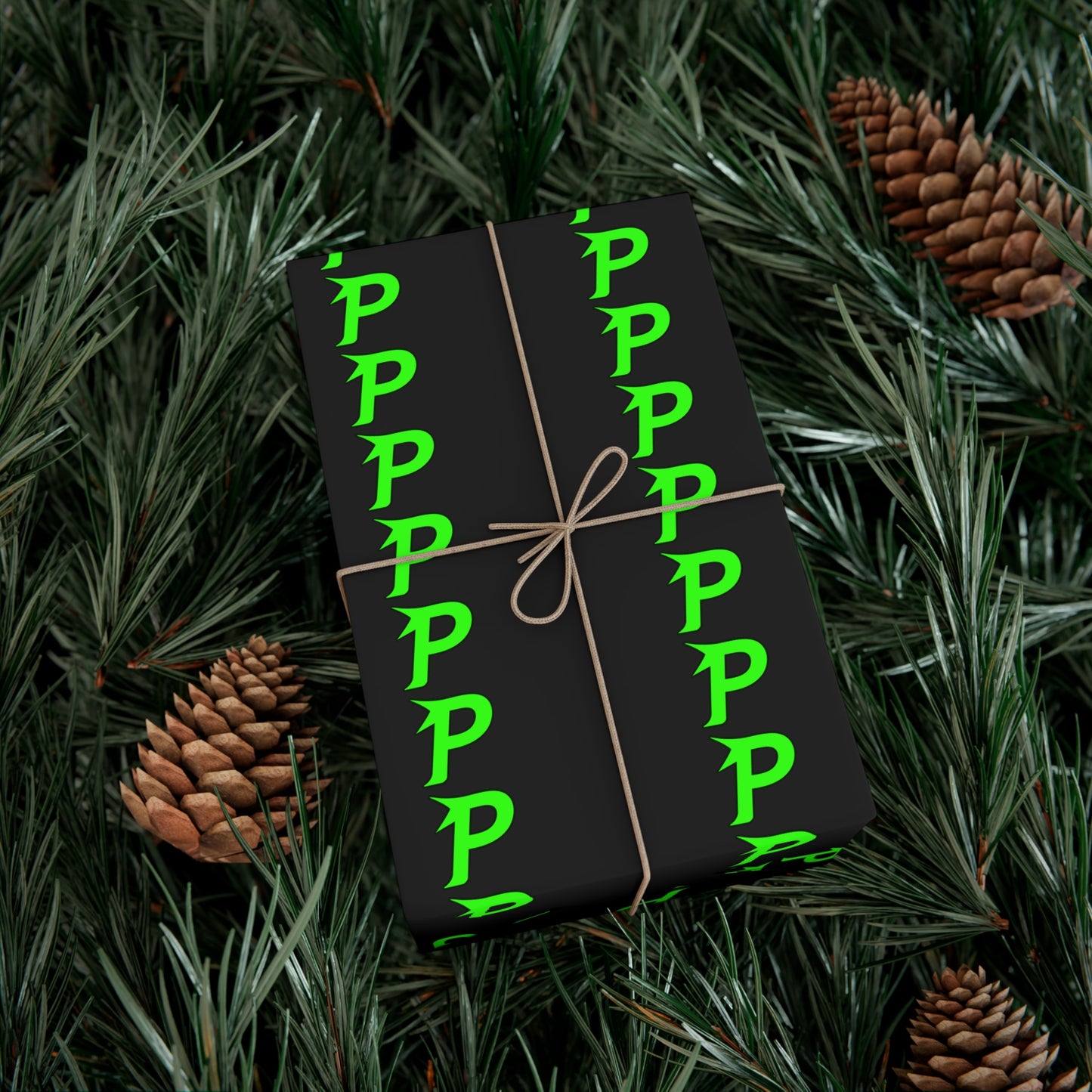 Papel de regalo Piktrik – Logotipo P en verde neón