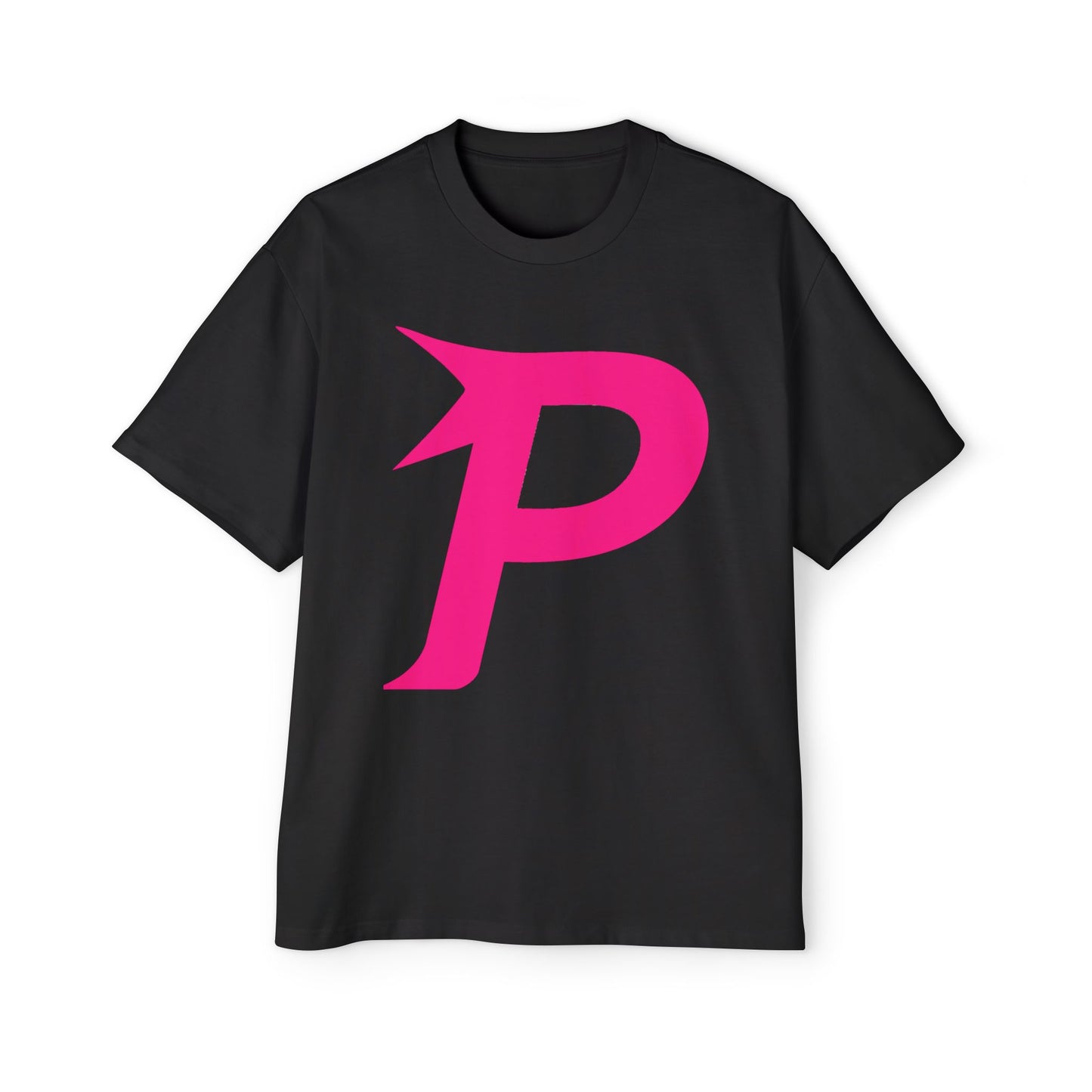 Piktrik Men's Heavy Oversized Tee – P Logo in Voltage Pink (Neon Pink) – Black