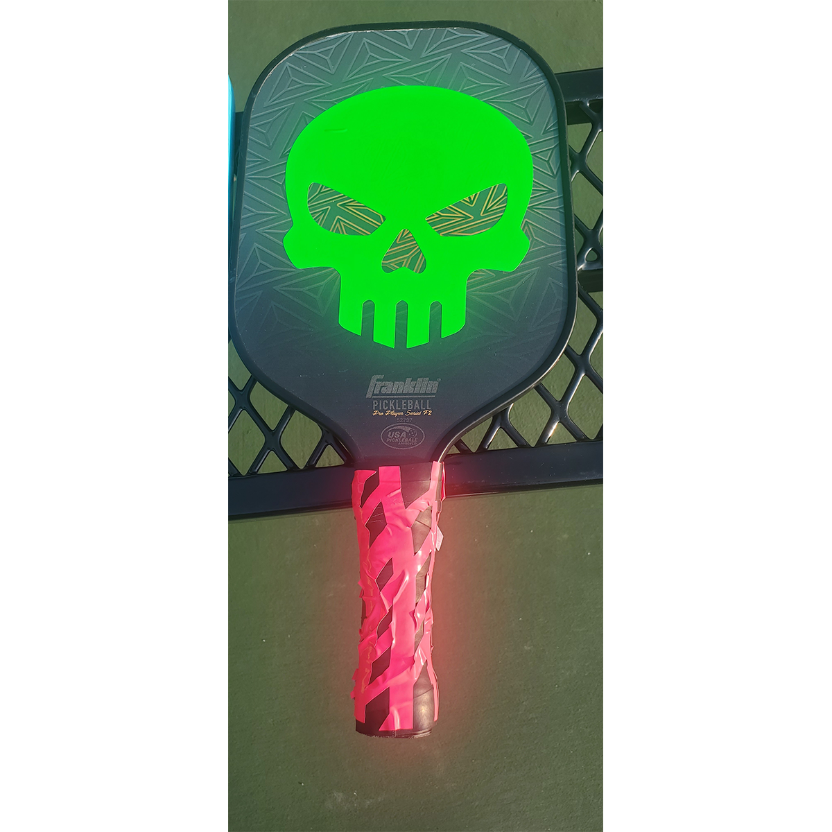 Piktrik Skull Paddle Skin – Electric Lime Blaze (Neon Green) Pickleball Paddle Accessory