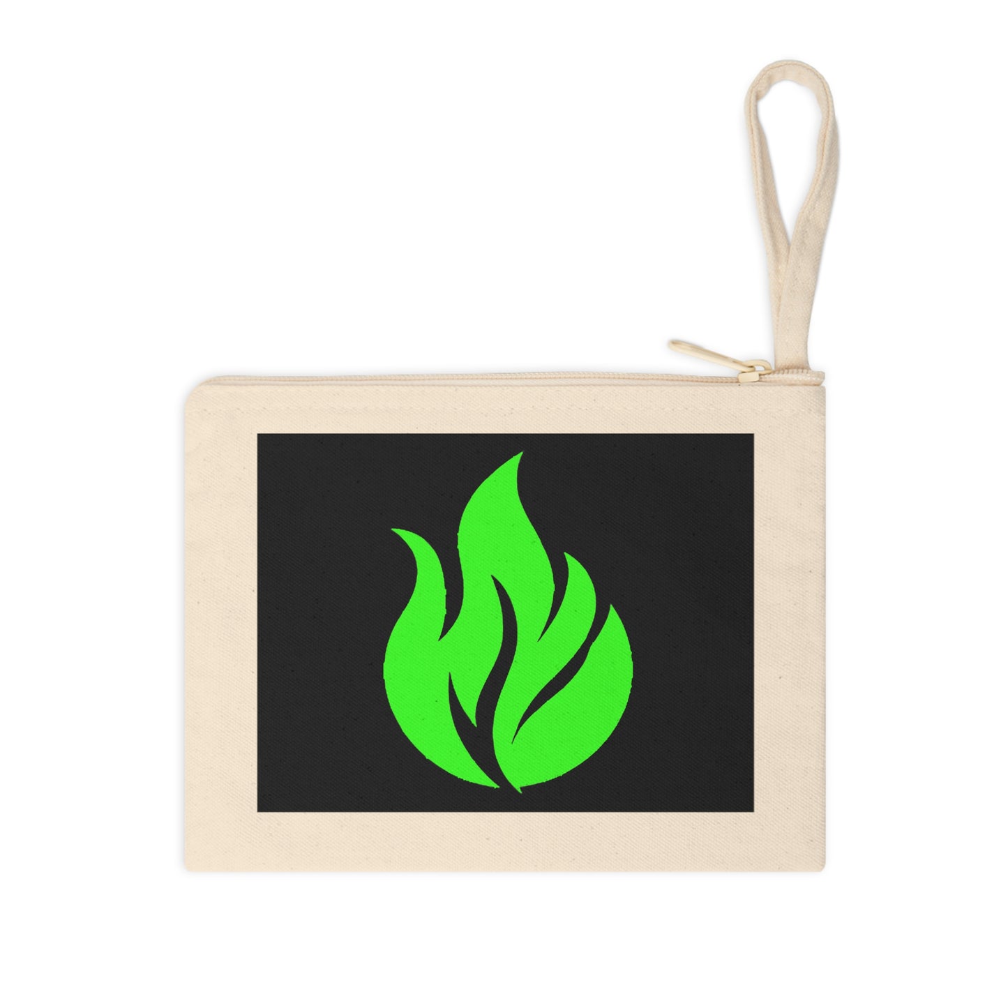 Estuche con cremallera para accesorios Piktrik – Diseño de ondas de llama en verde lima eléctrico (verde neón) – Negro