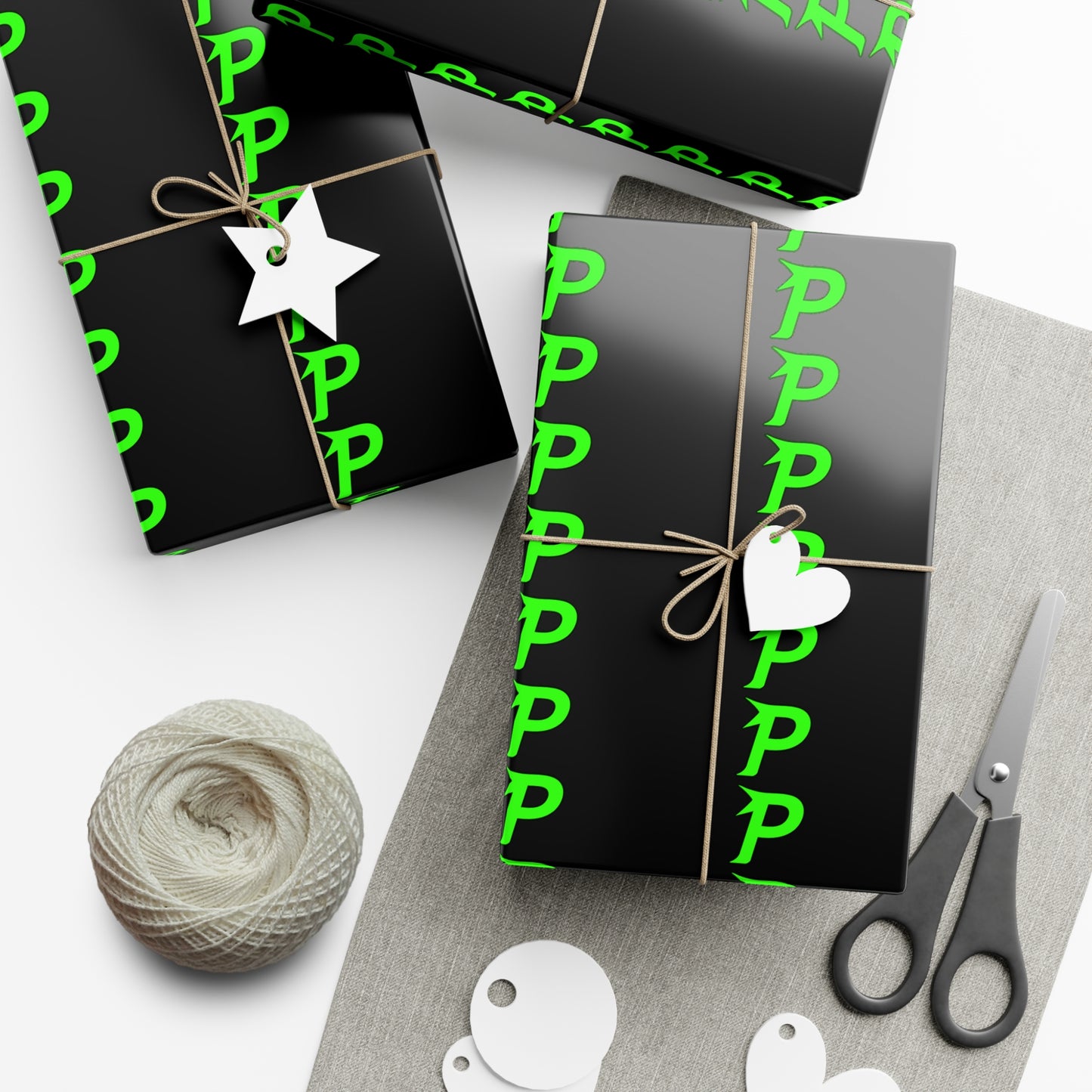 Piktrik Gift Wrap Paper – P Logo in Electric Lime Blaze (Neon Green)
