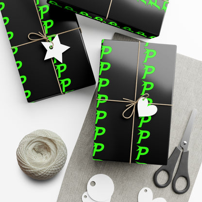 Piktrik Gift Wrap Paper – P Logo in Electric Lime Blaze (Neon Green)