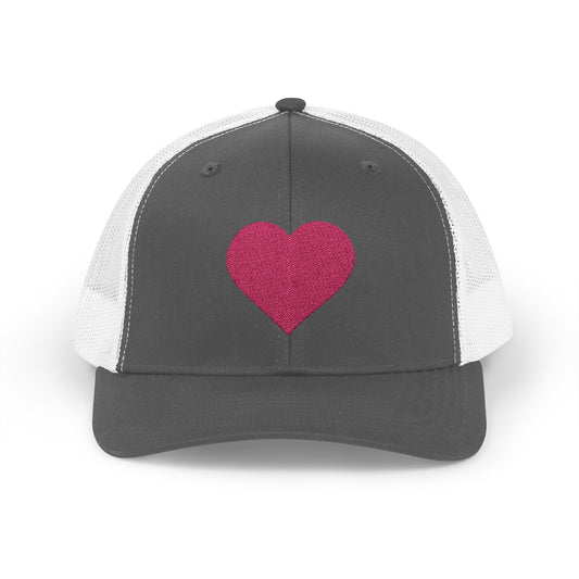Piktrik Snapback Trucker Cap – Heart Design in Voltage Pink (Neon Pink) –  Charcoal / White