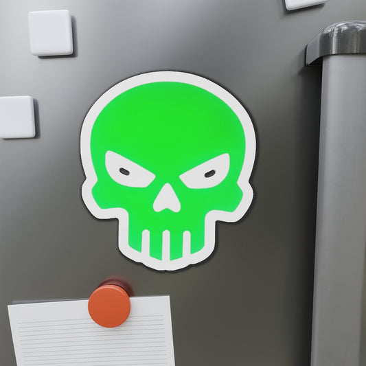 Piktrik Skull Paddle Skin – Electric Lime Blaze (Neon Green) Pickleball - Die-Cut Magnets