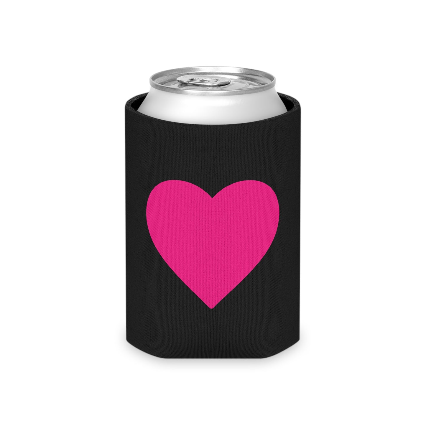 Enfriador de latas Piktrik – Diseño de corazón en rosa voltaje (rosa neón) – Negro 