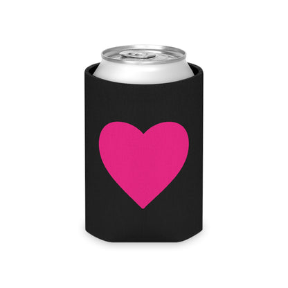 Enfriador de latas Piktrik – Diseño de corazón en rosa voltaje (rosa neón) – Negro 
