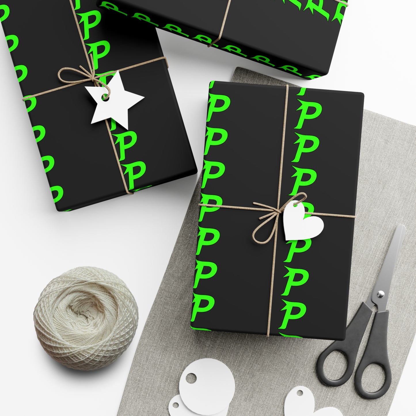 Piktrik Gift Wrap Paper – P Logo in Electric Lime Blaze (Neon Green)