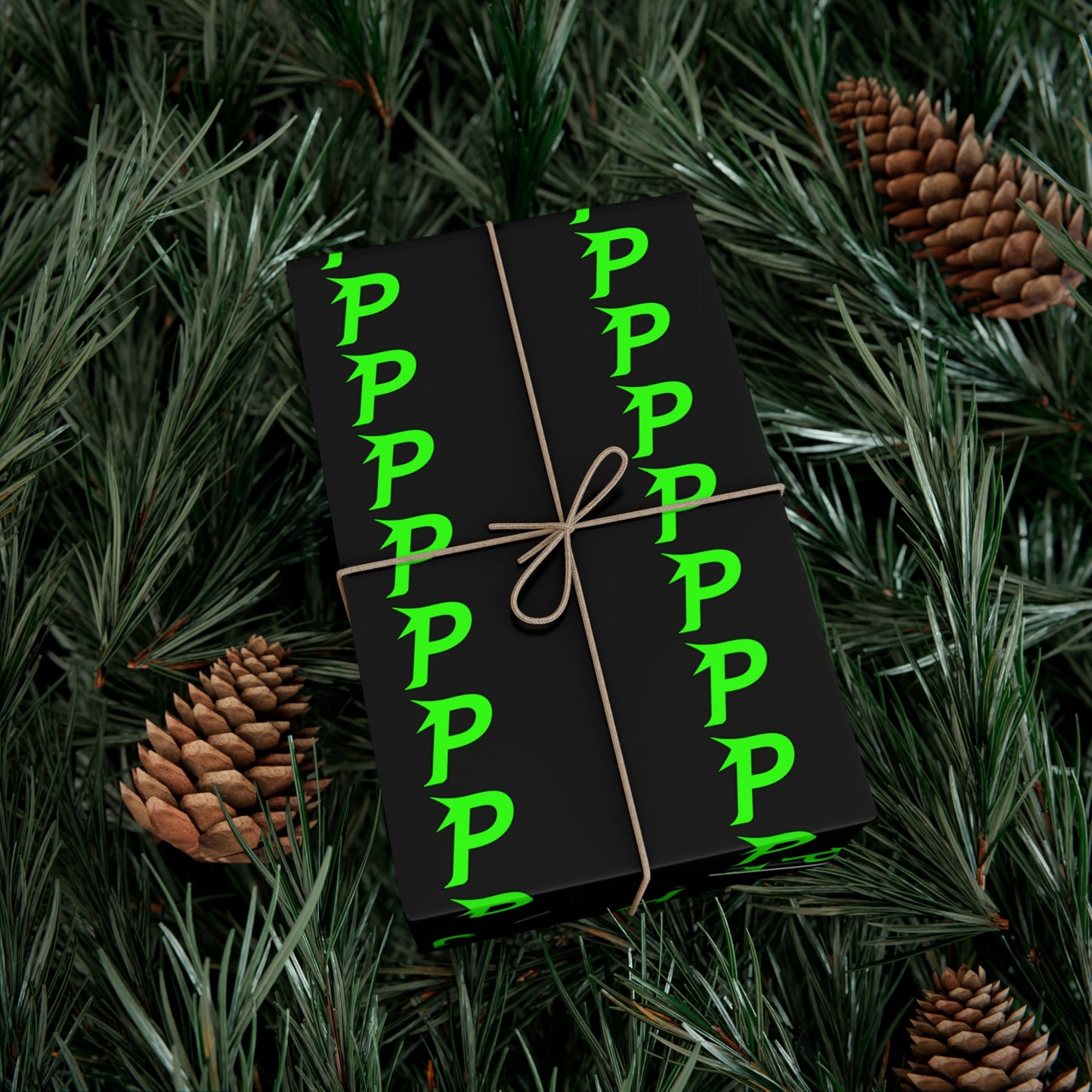 Piktrik Gift Wrap Paper – P Logo in Electric Lime Blaze (Neon Green)