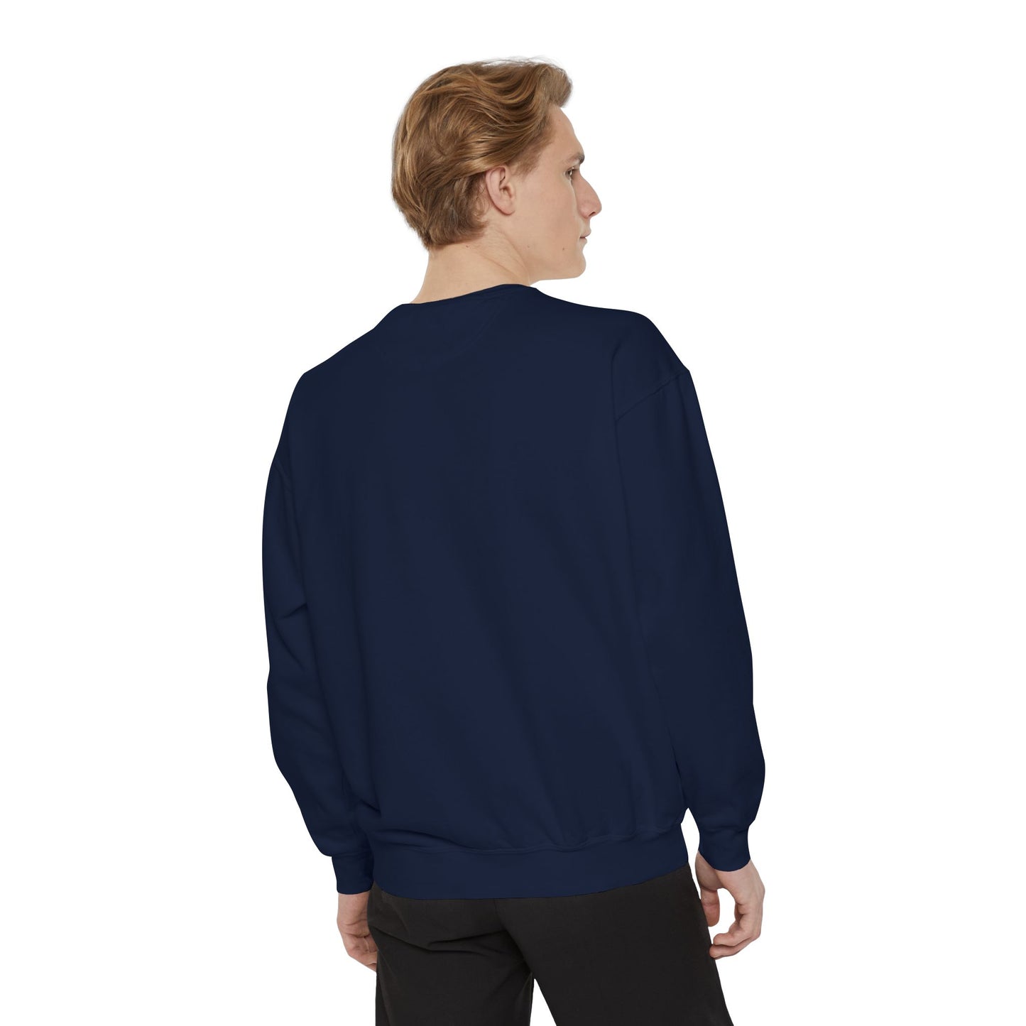 Sudadera unisex teñida Piktrik – Logotipo P en verde neón (lima eléctrica) – Azul marino