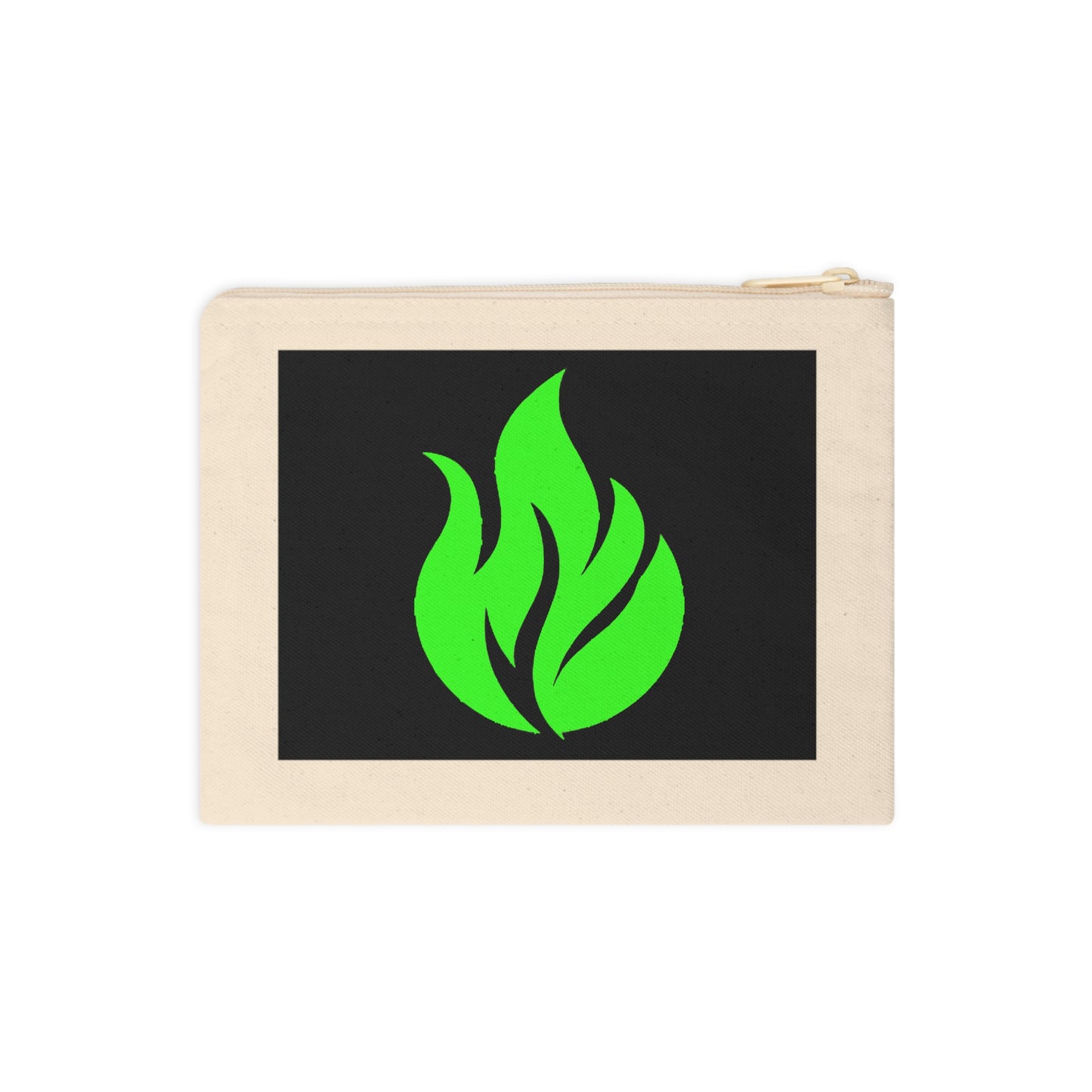 Estuche con cremallera para accesorios Piktrik – Diseño de ondas de llama en verde lima eléctrico (verde neón) – Negro