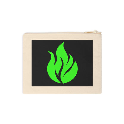 Estuche con cremallera para accesorios Piktrik – Diseño de ondas de llama en verde lima eléctrico (verde neón) – Negro