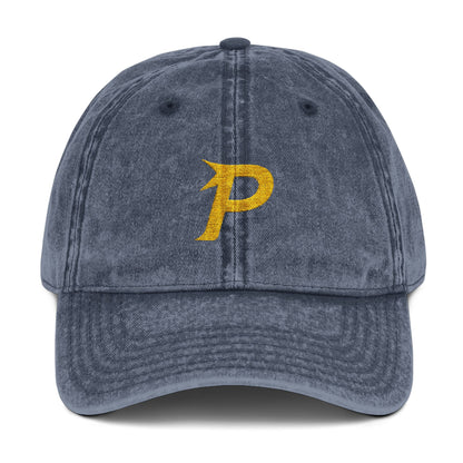 Gorra vintage Piktrik con el logo P bordado en dorado (dorado) - Azul marino 