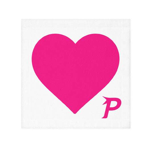 Piktrik Face Towel – Heart Design with P Logo in Voltage Pink (Neon Pink) – White