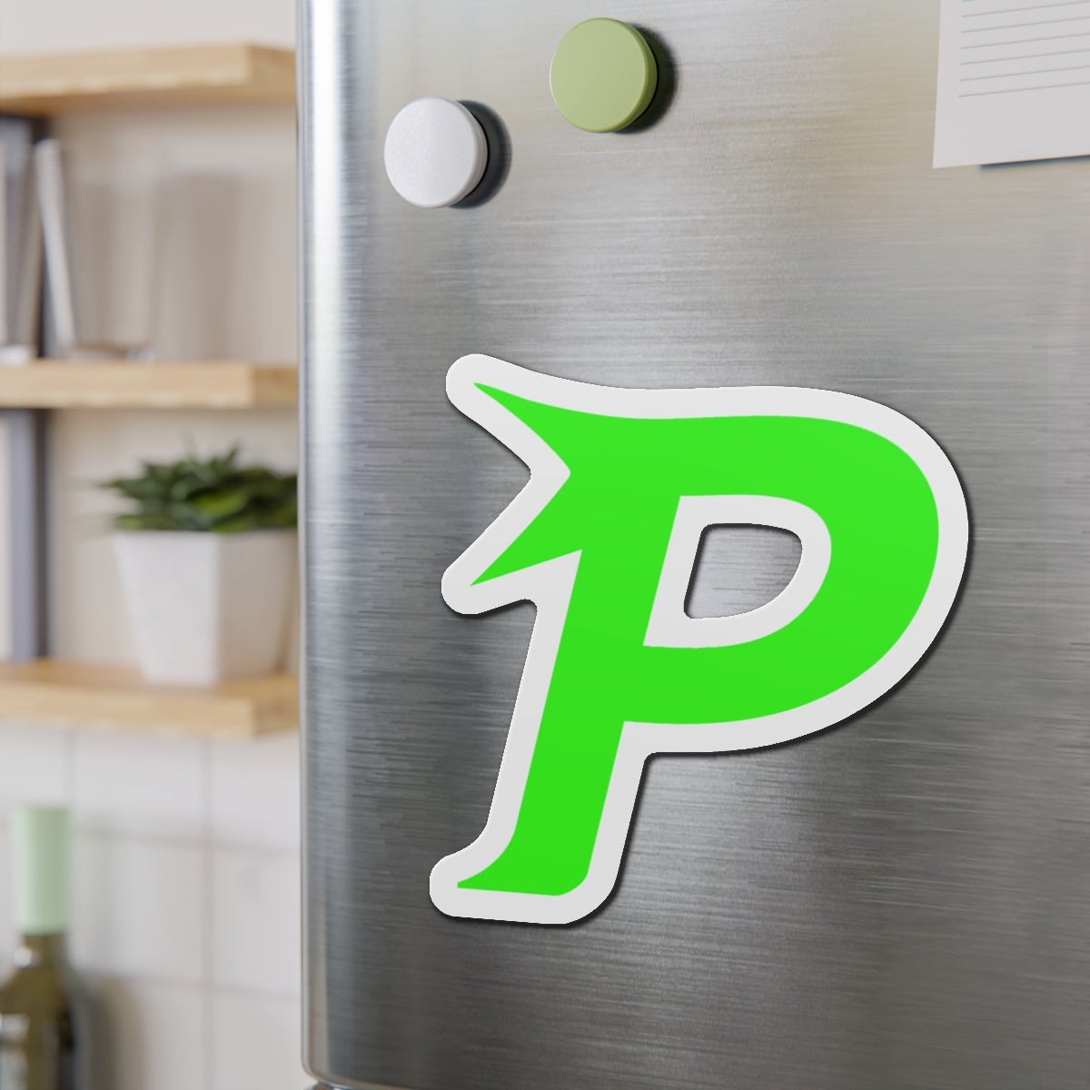 Piktrik P Logo – Electric Lime Blaze (Neon Green) - Pickleball Skin Die-Cut Magnets