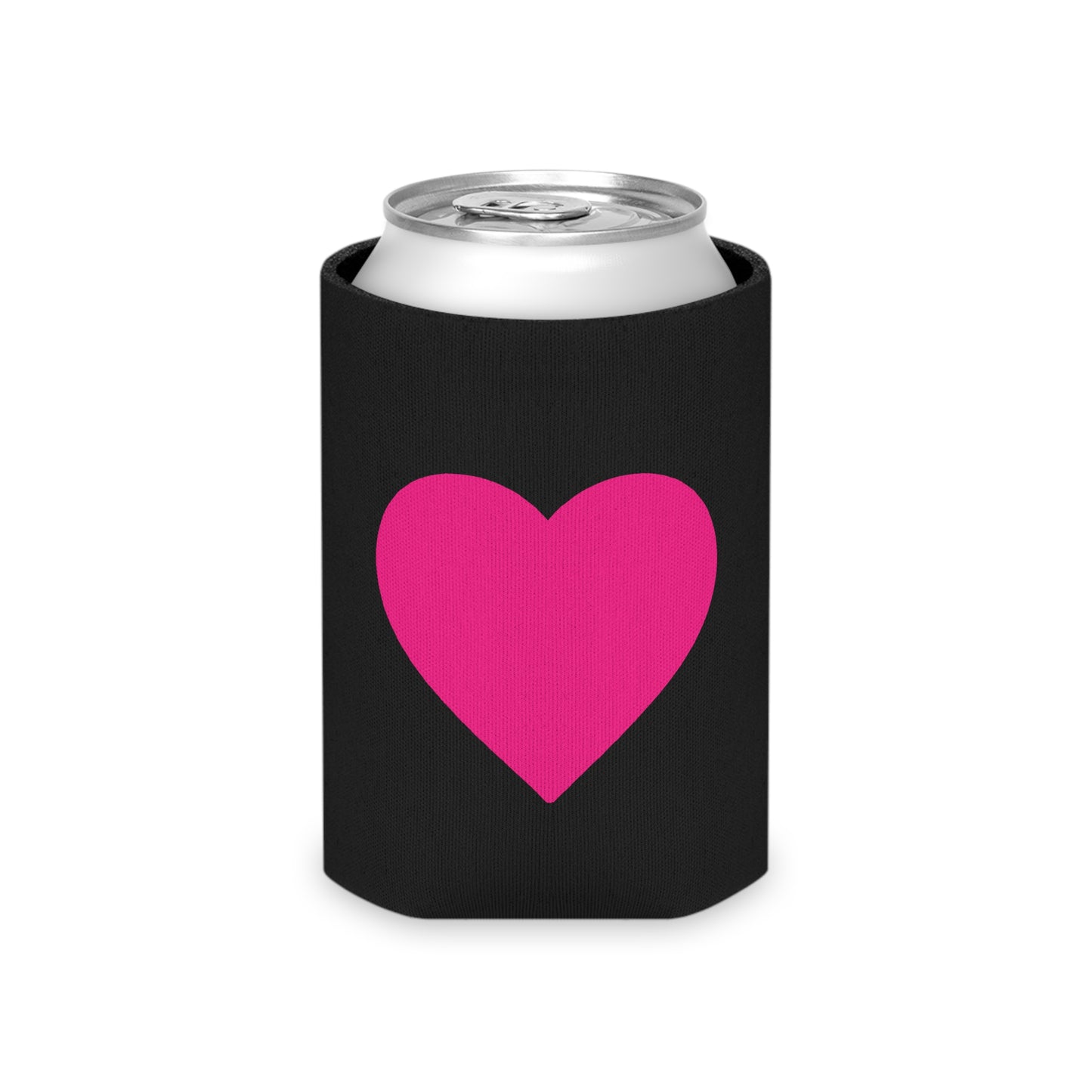 Enfriador de latas Piktrik – Diseño de corazón en rosa voltaje (rosa neón) – Negro 