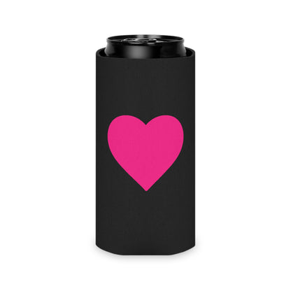 Enfriador de latas Piktrik – Diseño de corazón en rosa voltaje (rosa neón) – Negro 