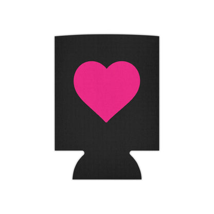Enfriador de latas Piktrik – Diseño de corazón en rosa voltaje (rosa neón) – Negro 
