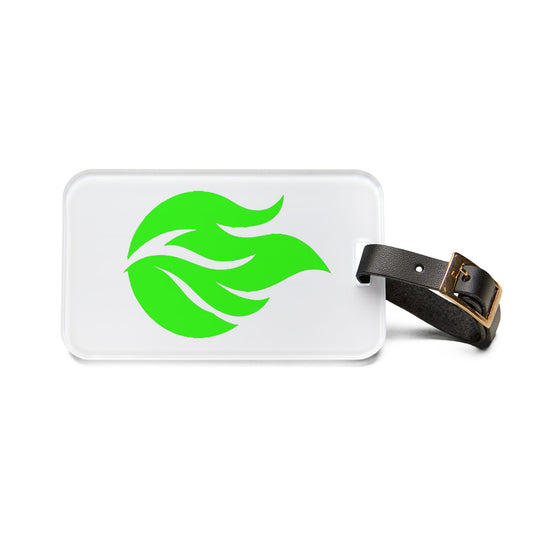 Piktrik Luggage Tag – Flame Wave Design in Electric Lime Blaze (Neon Green) – White