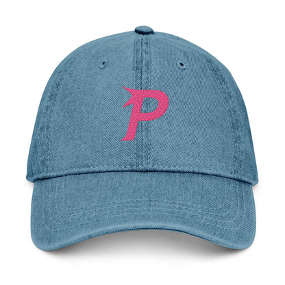Gorra vaquera Piktrik con el logo P bordado en rosa voltaje (rosa neón) – Azul