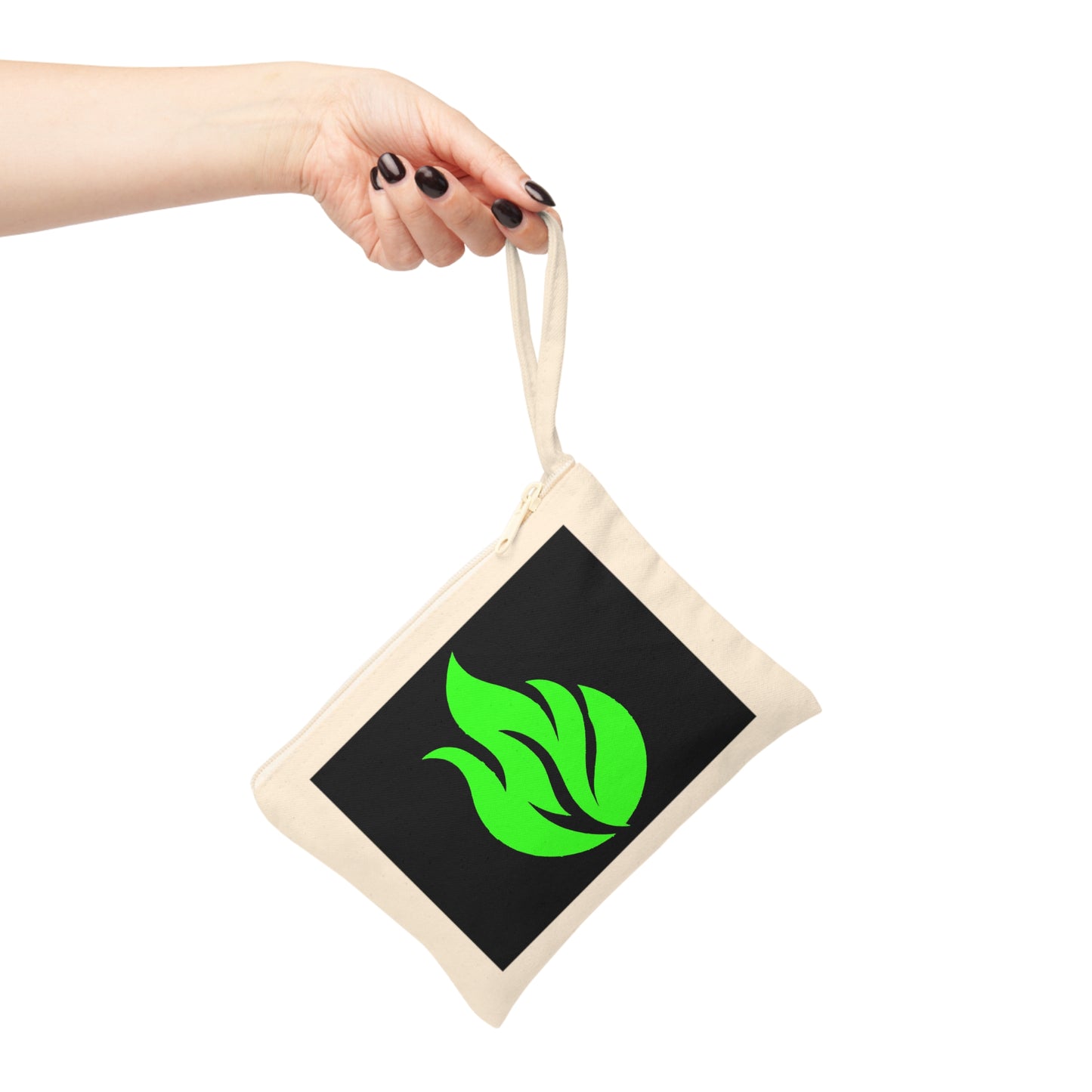 Estuche con cremallera para accesorios Piktrik – Diseño de ondas de llama en verde lima eléctrico (verde neón) – Negro