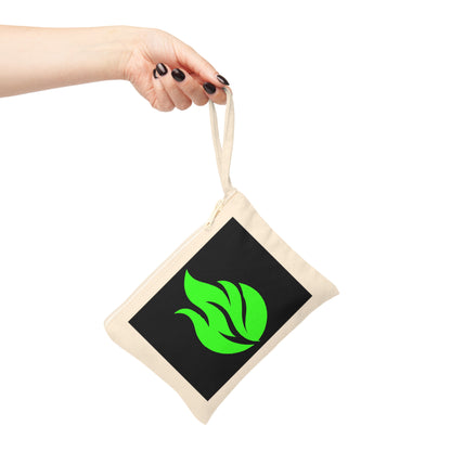 Estuche con cremallera para accesorios Piktrik – Diseño de ondas de llama en verde lima eléctrico (verde neón) – Negro