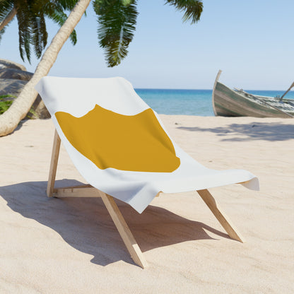Toalla de playa Piktrik – Diseño de escudo en color dorado (dorado) – Blanco 