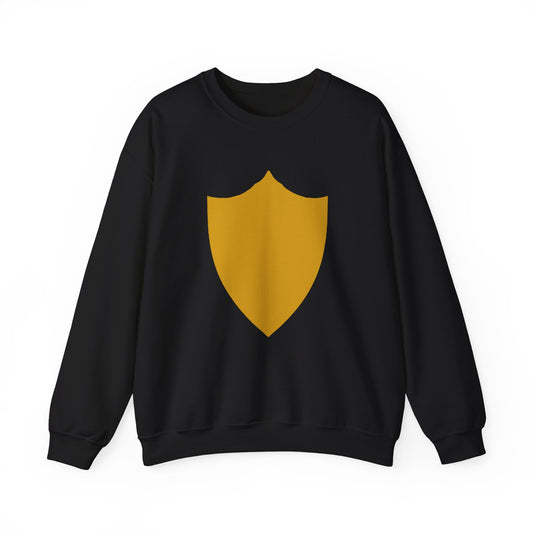 Piktrik Unisex Heavy Blend™ Crewneck Sweatshirt – Shield Design in Golden Surge (Gold) – Black
