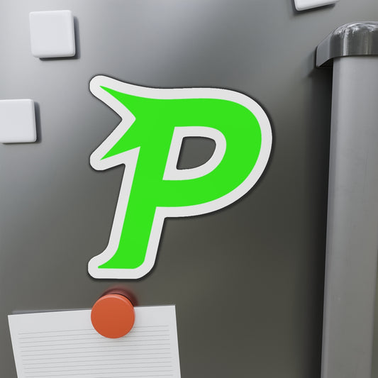 Piktrik P Logo – Electric Lime Blaze (Neon Green) - Pickleball Skin Die-Cut Magnets