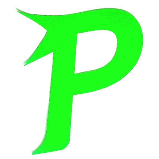 Diseño de paleta con el logotipo Piktrik P: color lima eléctrico (verde neón). Accesorio de pickleball.